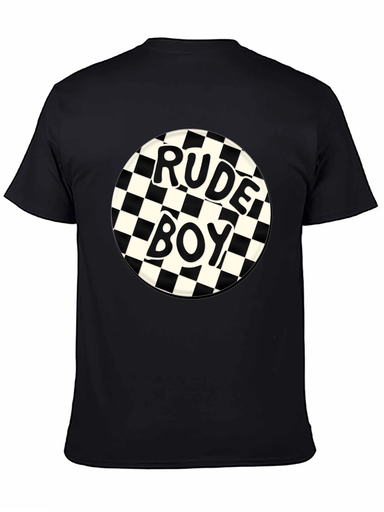 Rude Boy Checkerboard Graphic Tee - Black