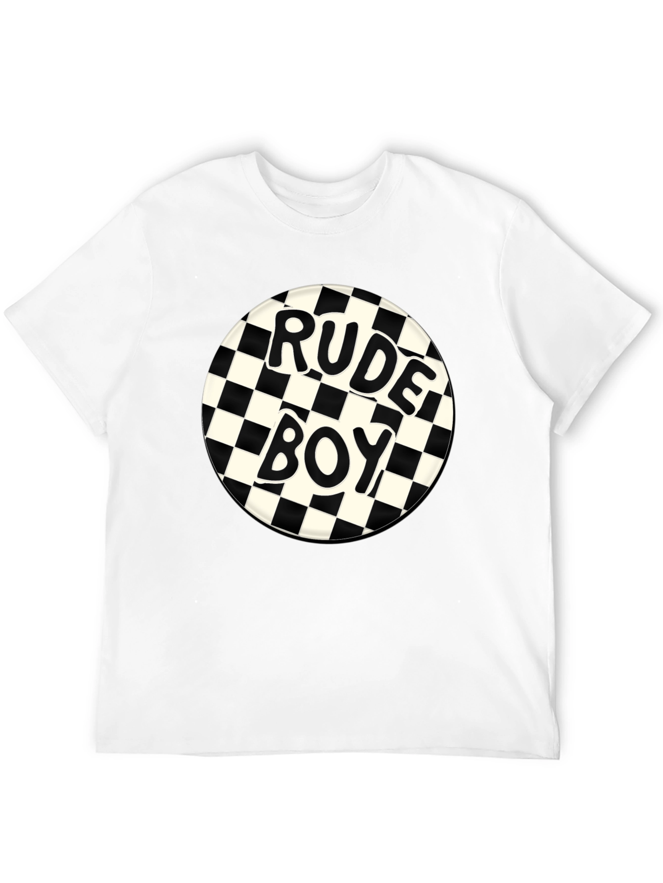 Rude Boy Checkerboard Graphic Tee - Black
