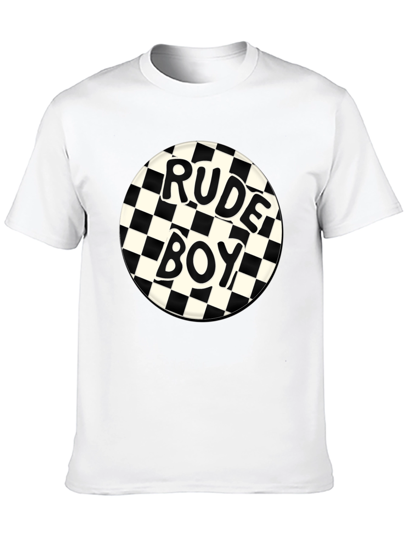Rude Boy Checkerboard Graphic Tee - Black