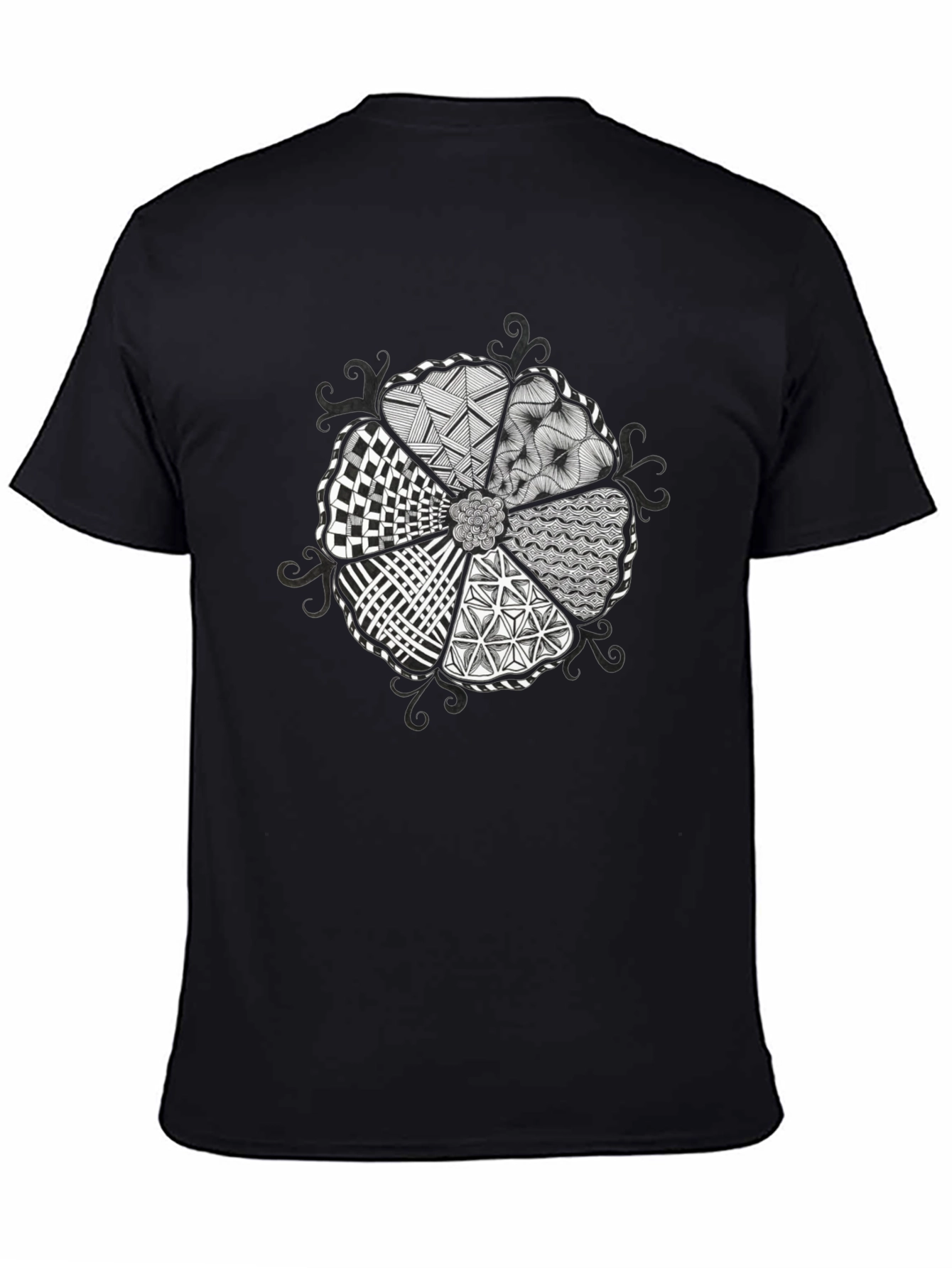 Unique Geometric Pattern Black T-Shirt