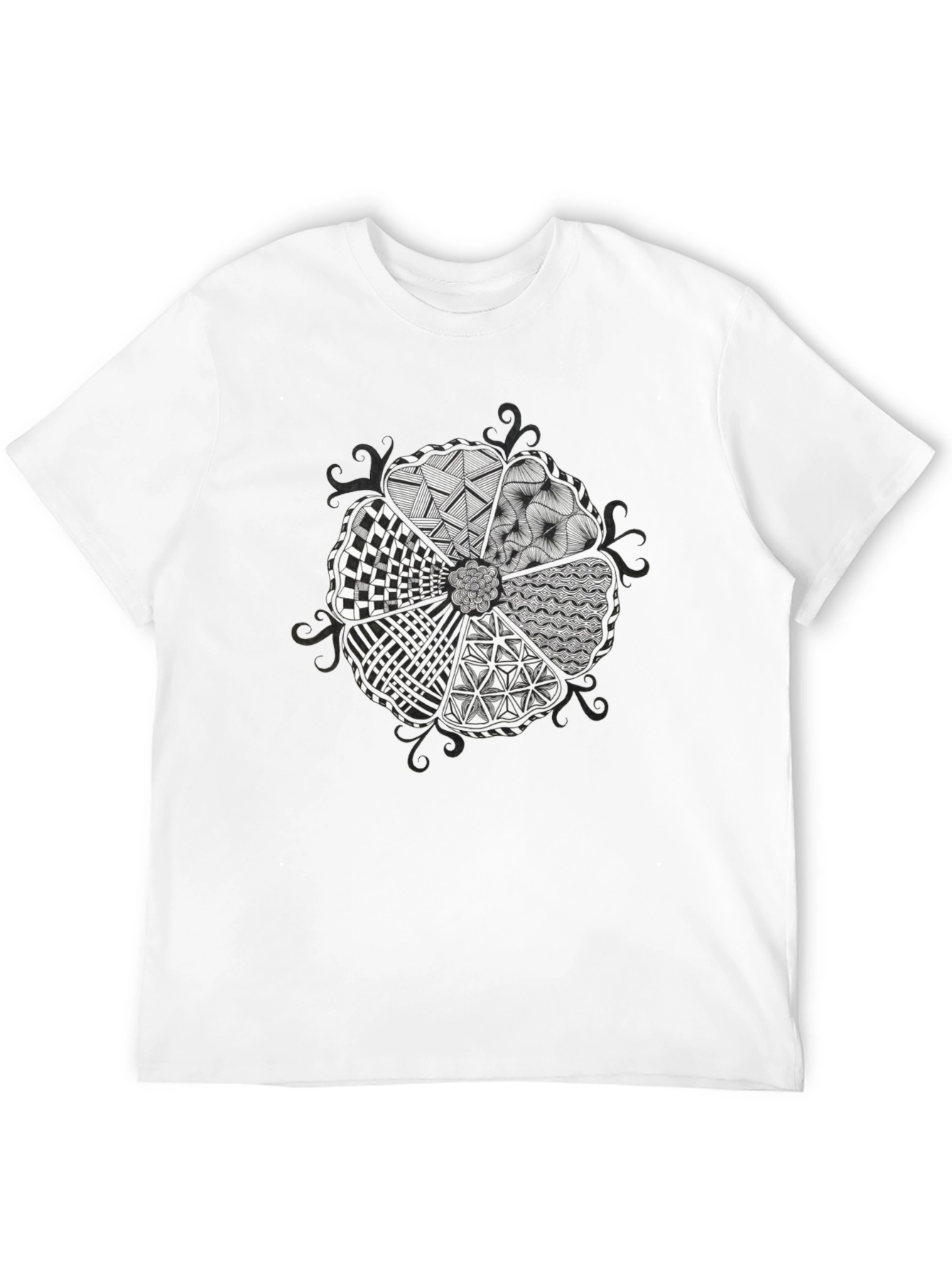 Unique Geometric Pattern Black T-Shirt