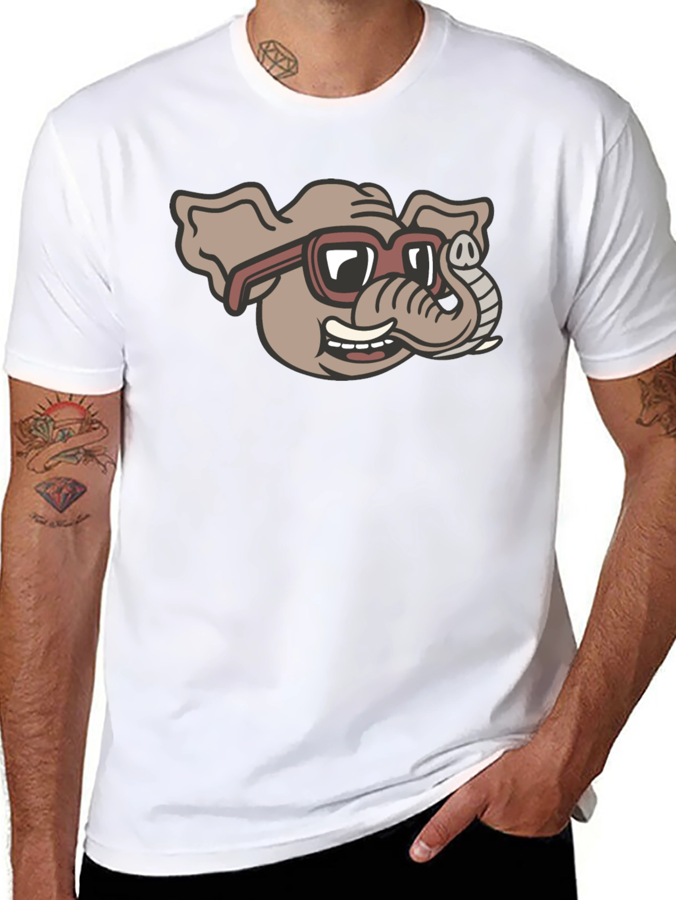 Cool Elephant in Shades Graphic T-Shirt