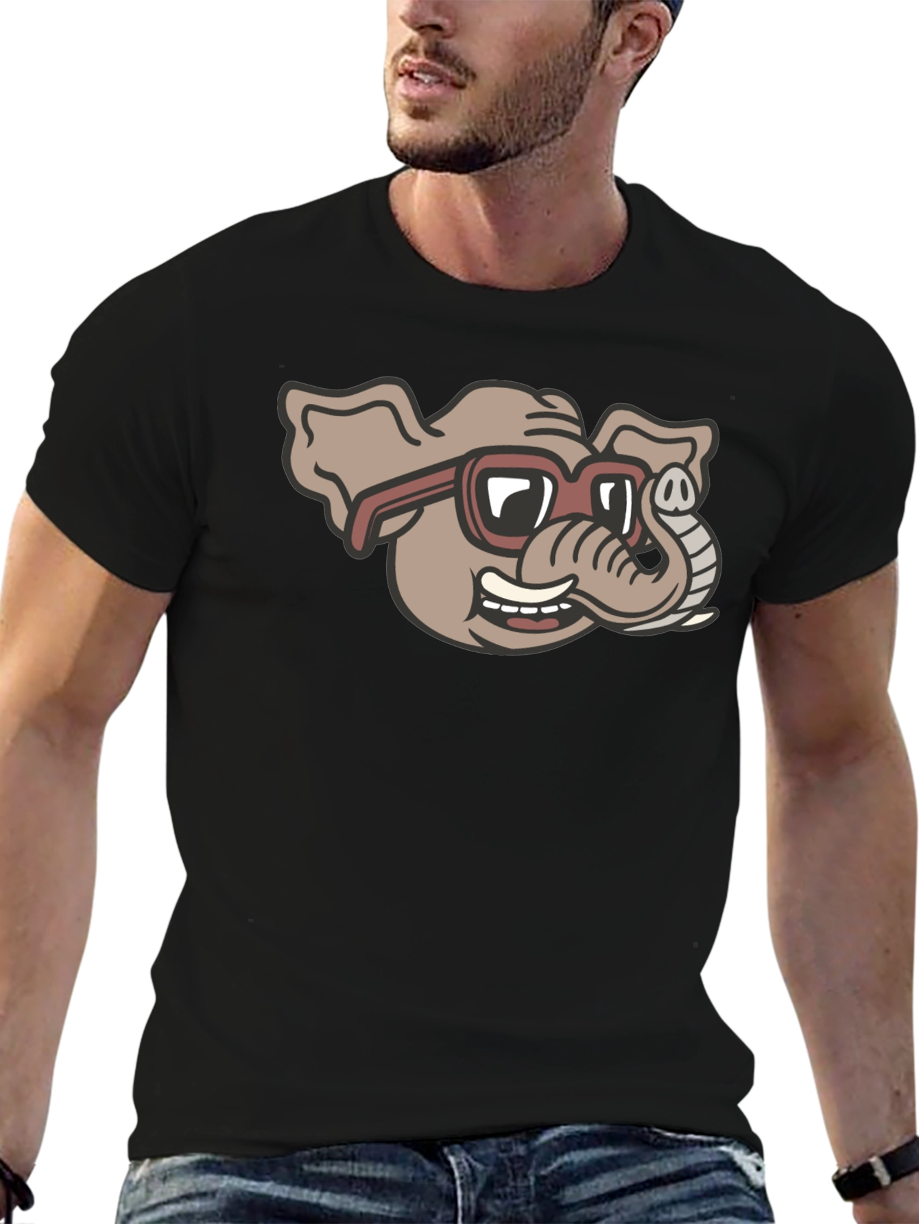 Cool Elephant in Shades Graphic T-Shirt