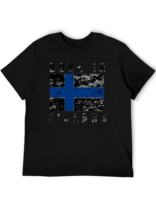 Born in Finland Flag T-Shirt Distressed Graphic Tee