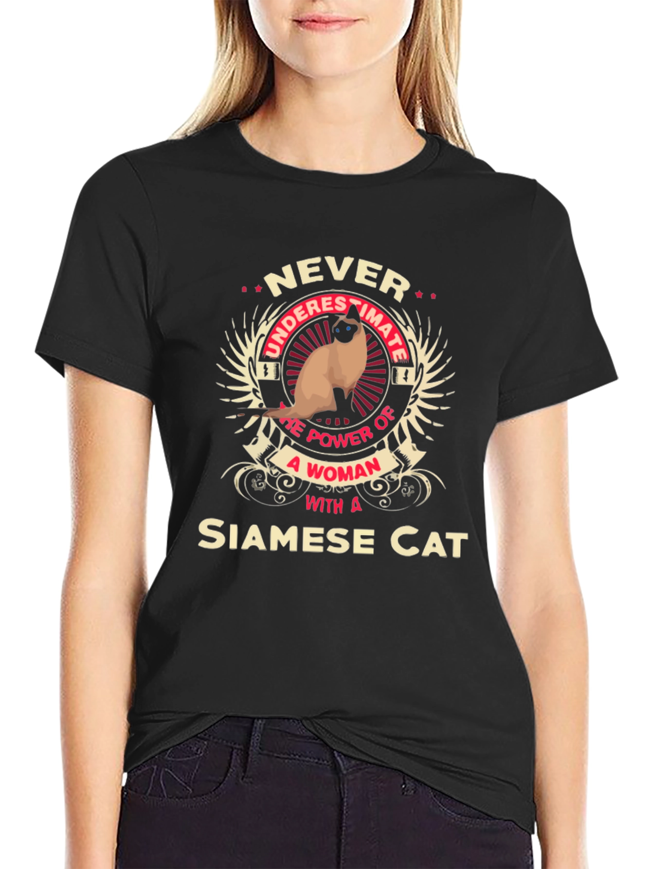 Siamese Cat Woman Power T-Shirt