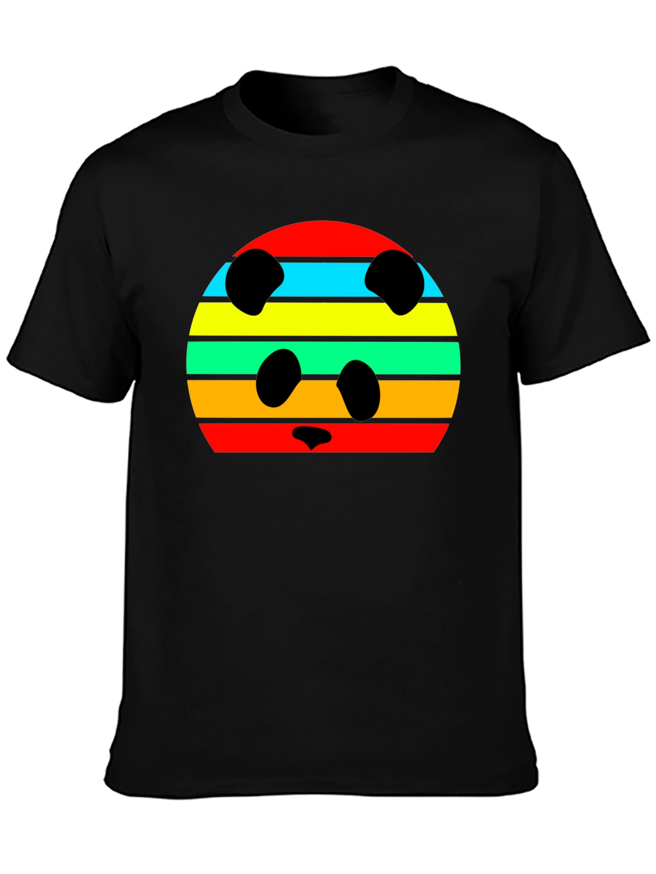 Retro Panda Striped Graphic Tee