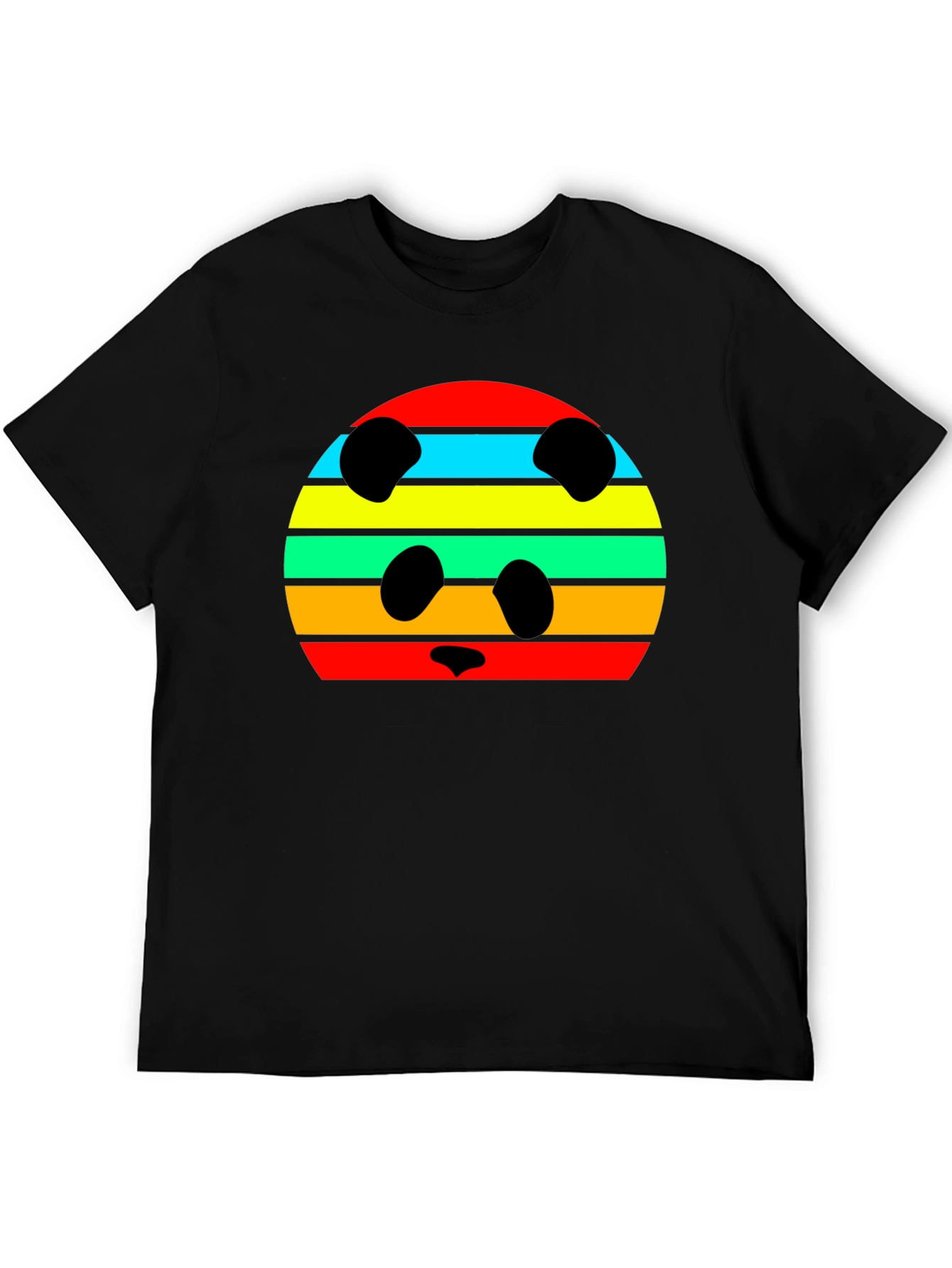 Retro Panda Striped Graphic Tee