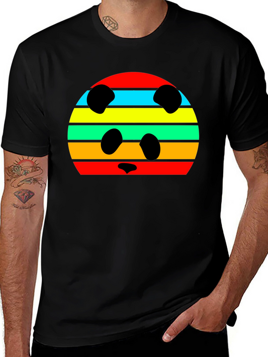 Retro Panda Striped Graphic Tee
