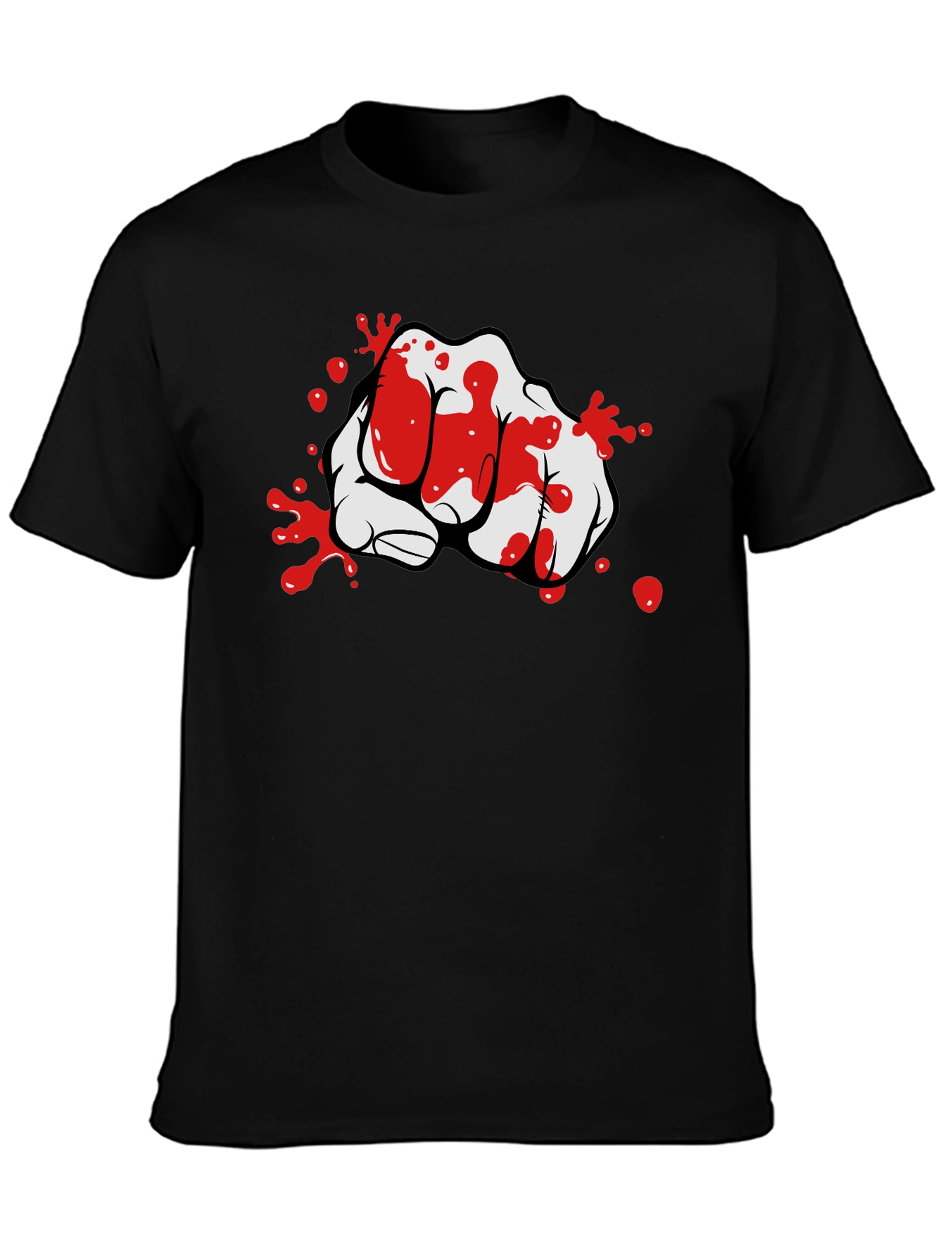 Bloody Fist Graphic Print Black T-Shirt