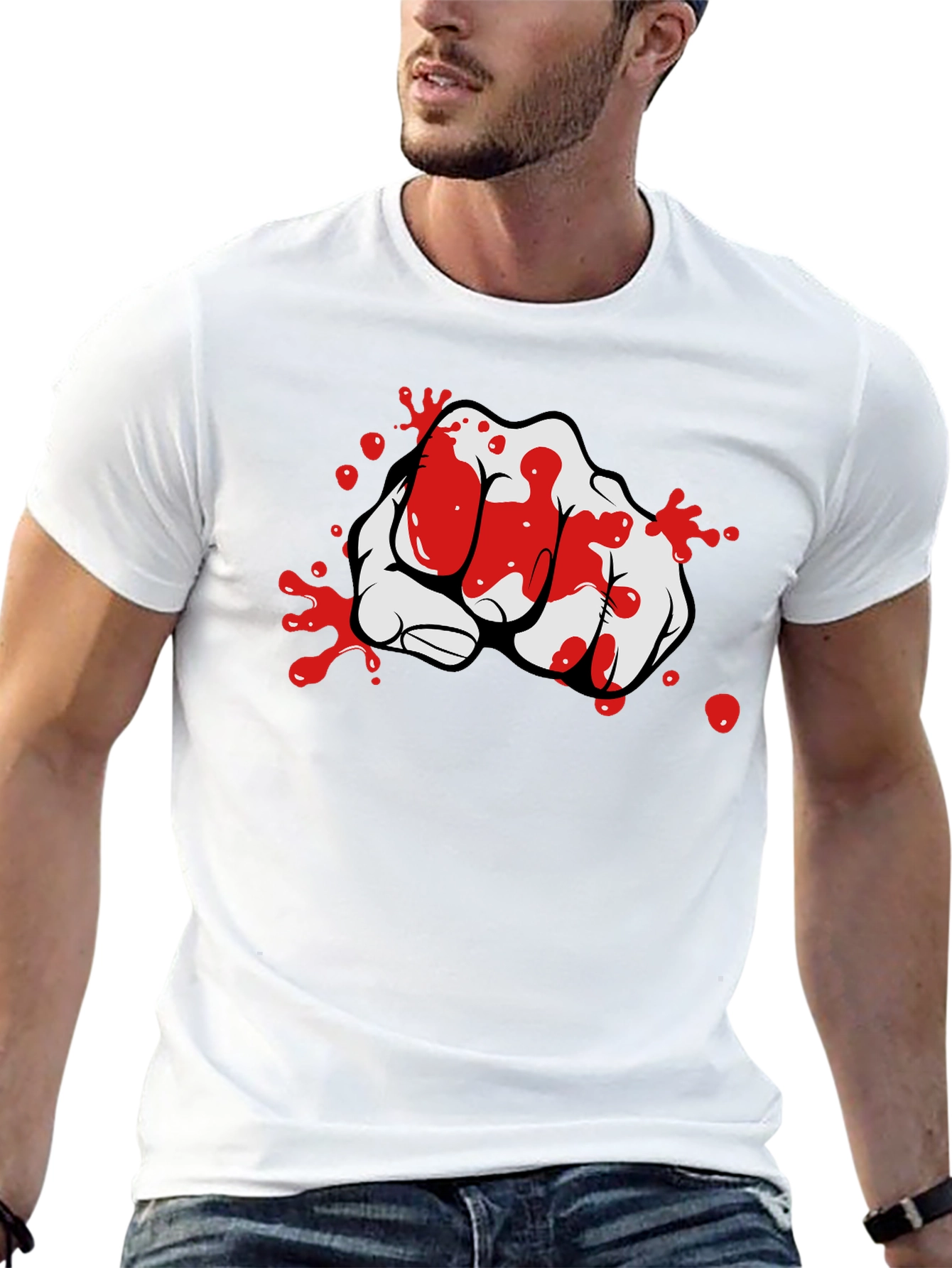 Bloody Fist Graphic Print Black T-Shirt