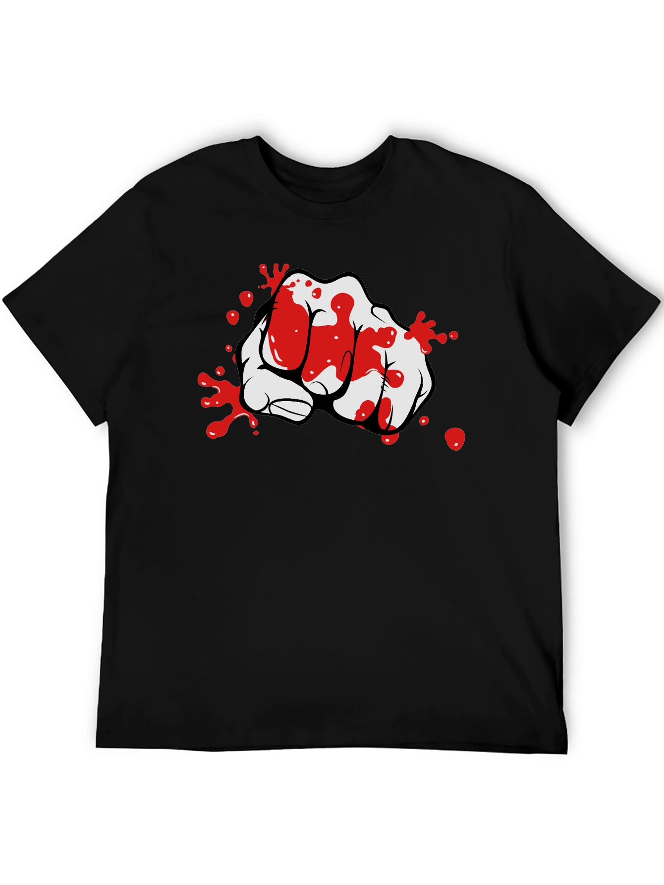 Bloody Fist Graphic Print Black T-Shirt