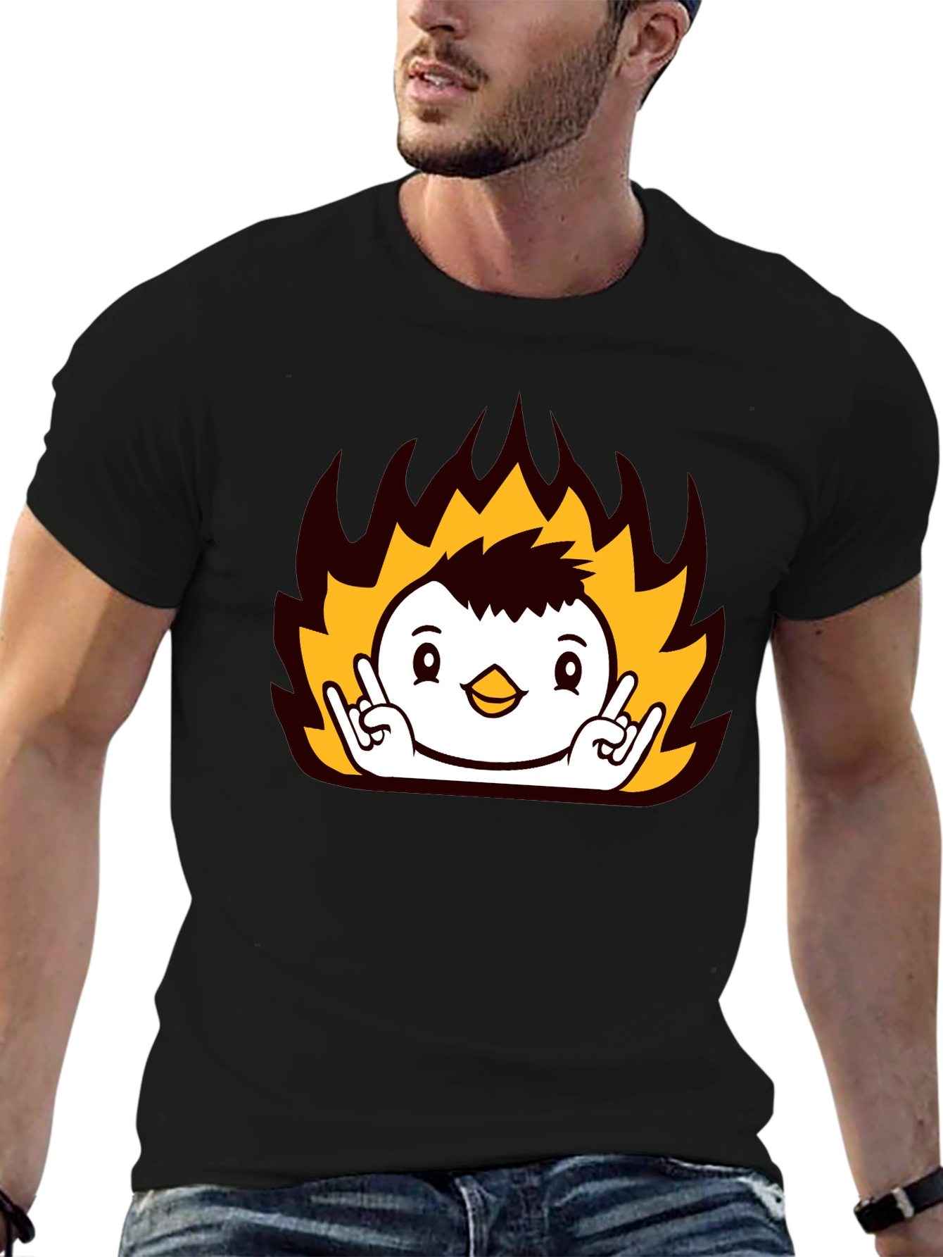 Rock On Fire Bird Black T-Shirt