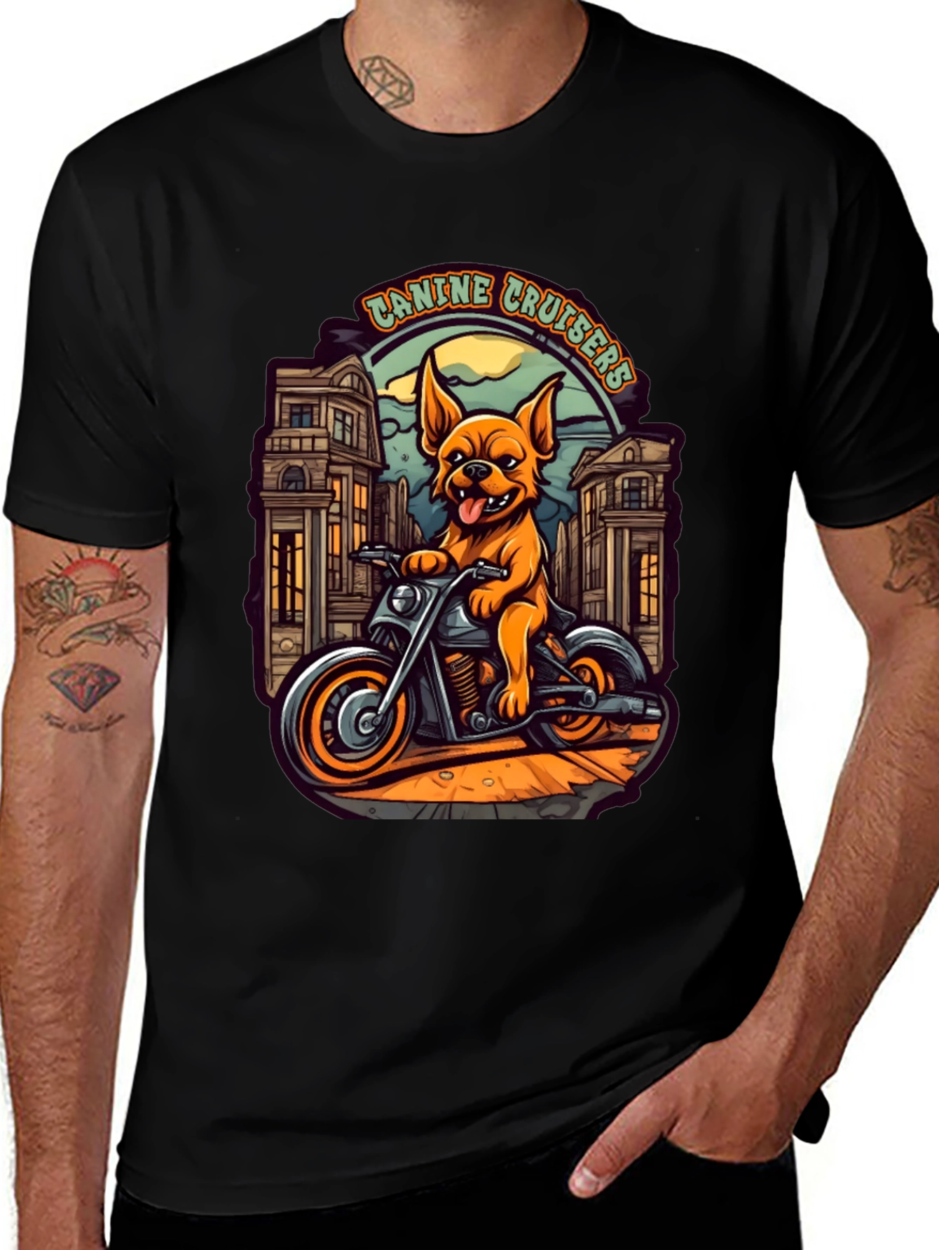 Canine Cruisers Black Graphic T-Shirt