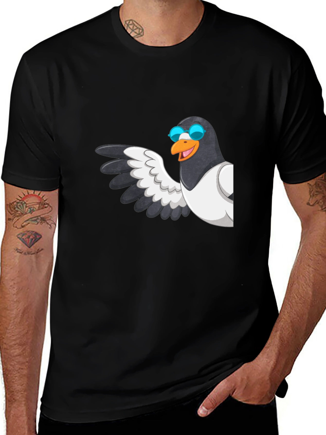 Cool Pigeon T-Shirt - Black Graphic Tee
