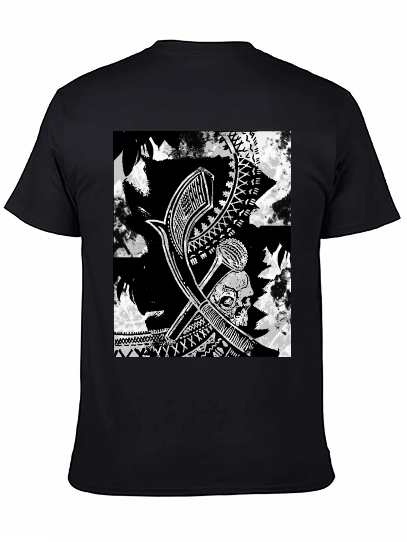 Tribal Skull Graphic Black T-Shirt