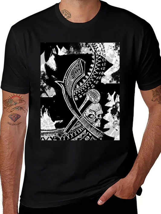 Tribal Skull Graphic Black T-Shirt