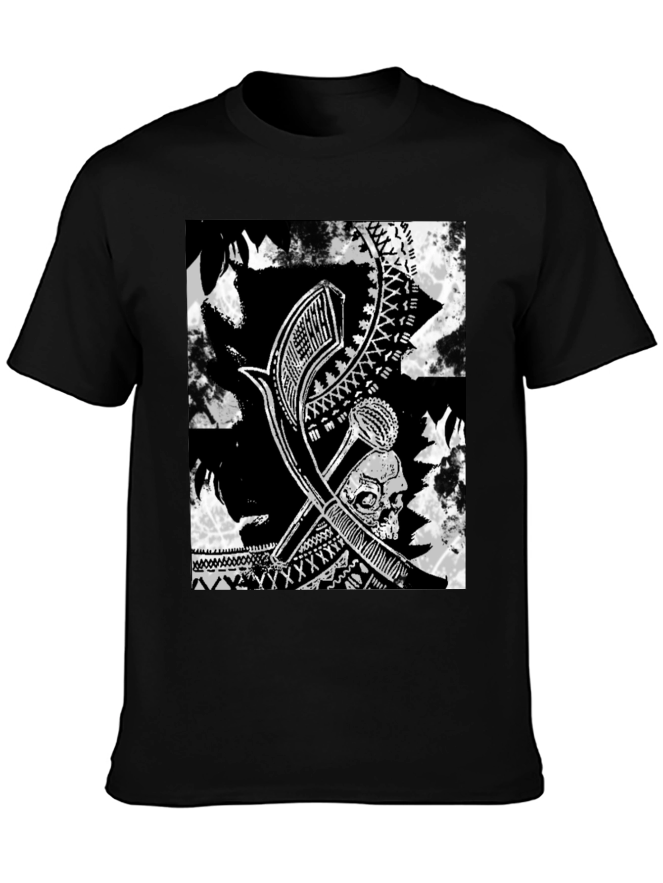 Tribal Skull Graphic Black T-Shirt