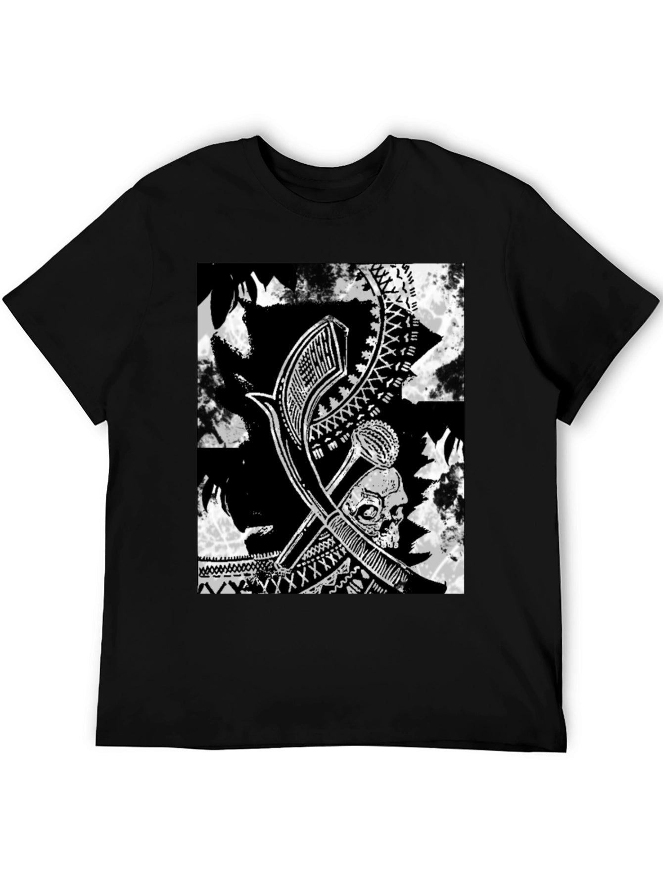 Tribal Skull Graphic Black T-Shirt