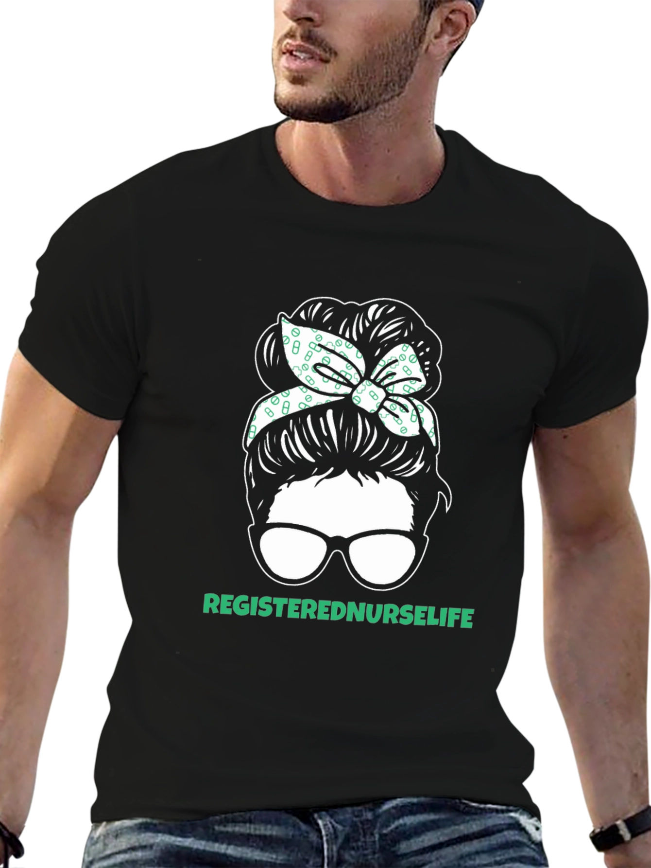 Registered Nurse Life Messy Bun T-Shirt