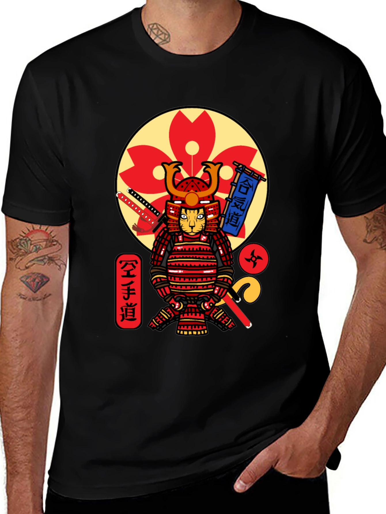 Samurai Cat T-Shirt - Cool Graphic Tee