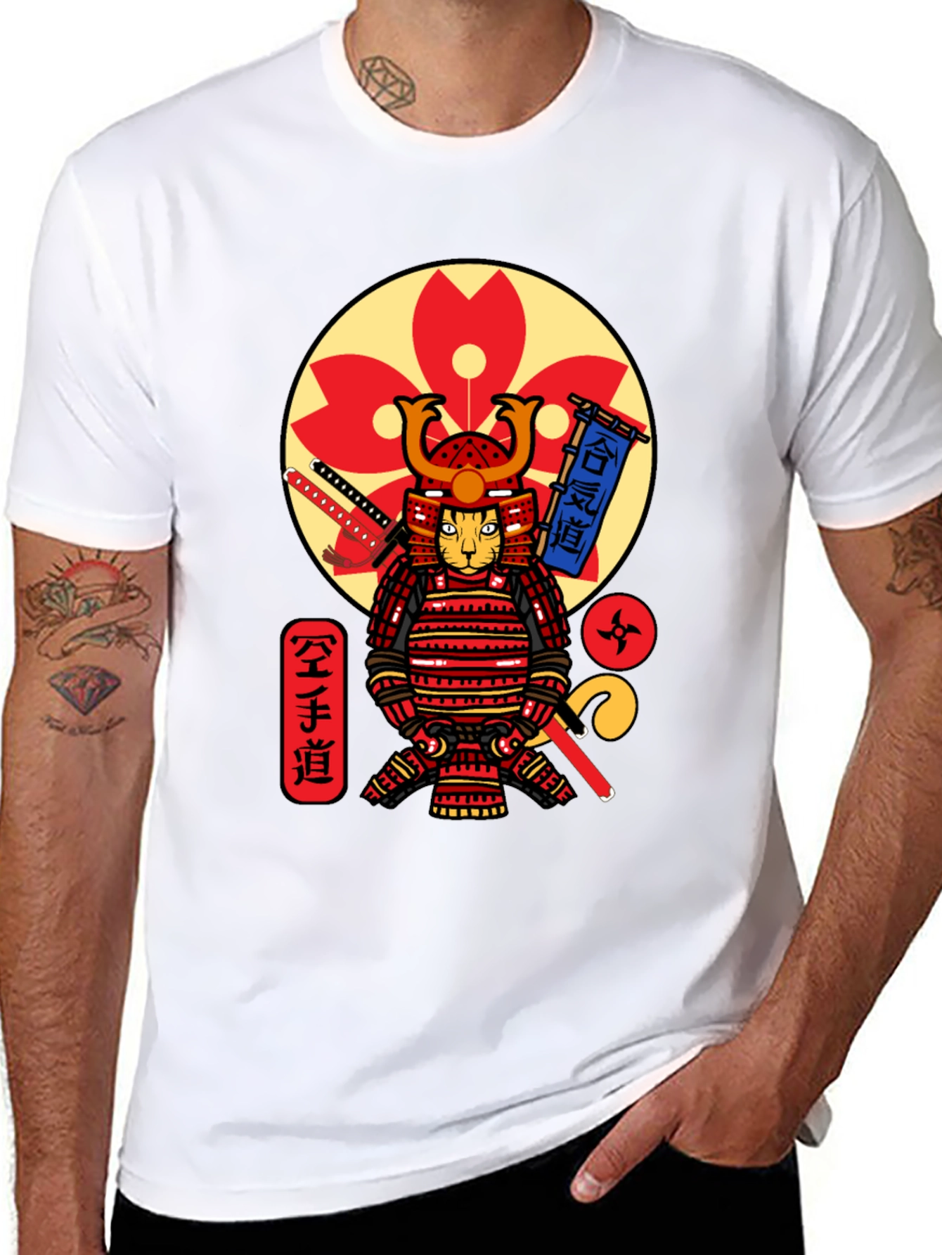 Samurai Cat T-Shirt - Cool Graphic Tee