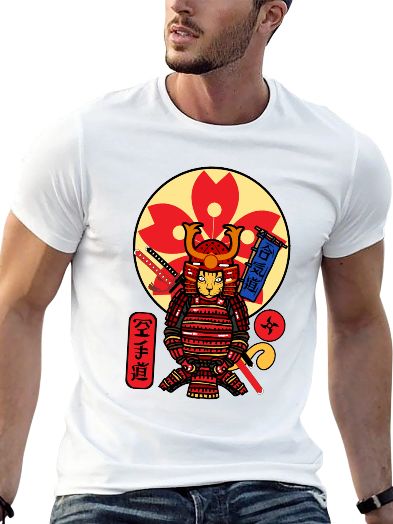 Samurai Cat T-Shirt - Cool Graphic Tee