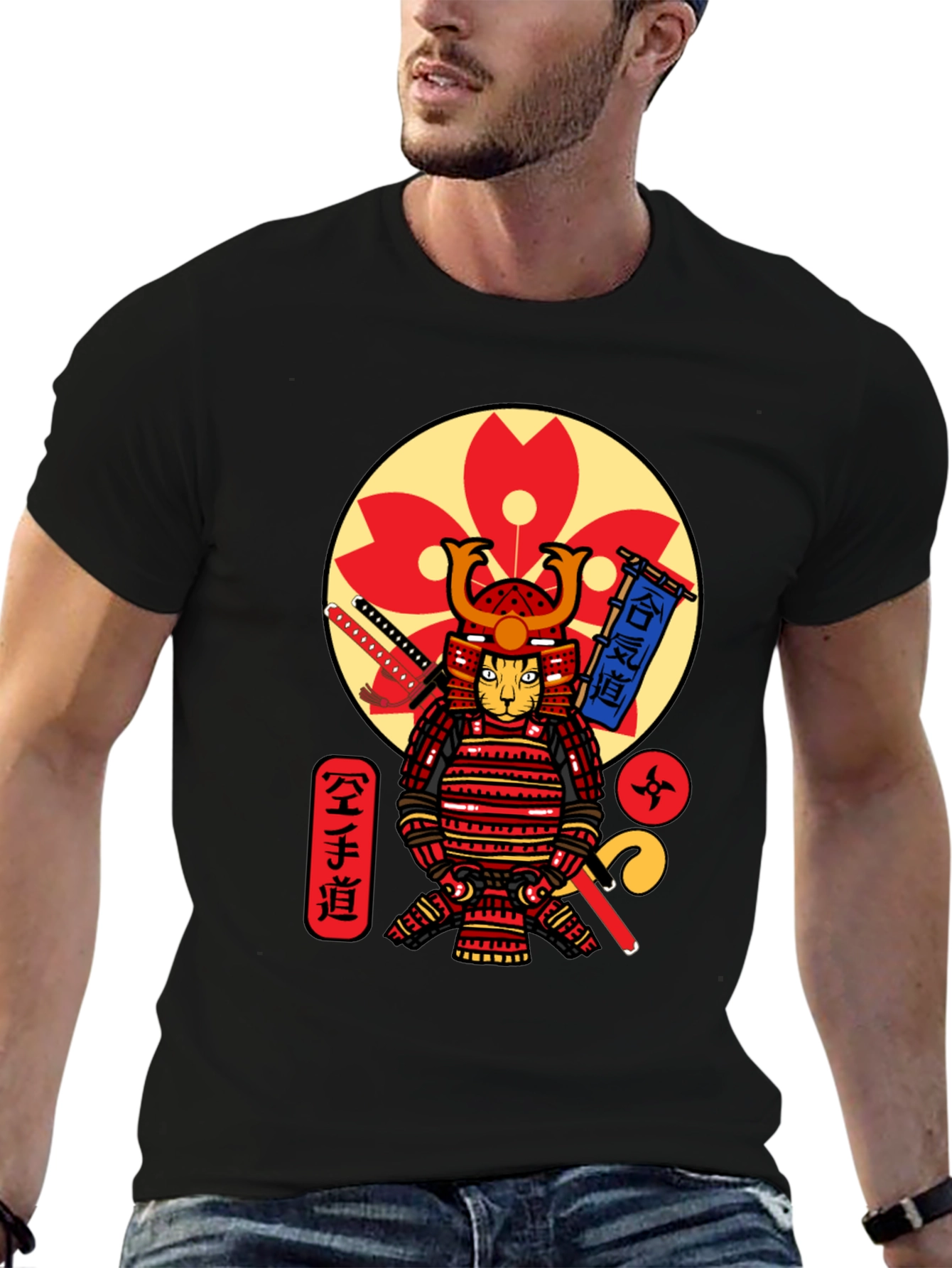 Samurai Cat T-Shirt - Cool Graphic Tee