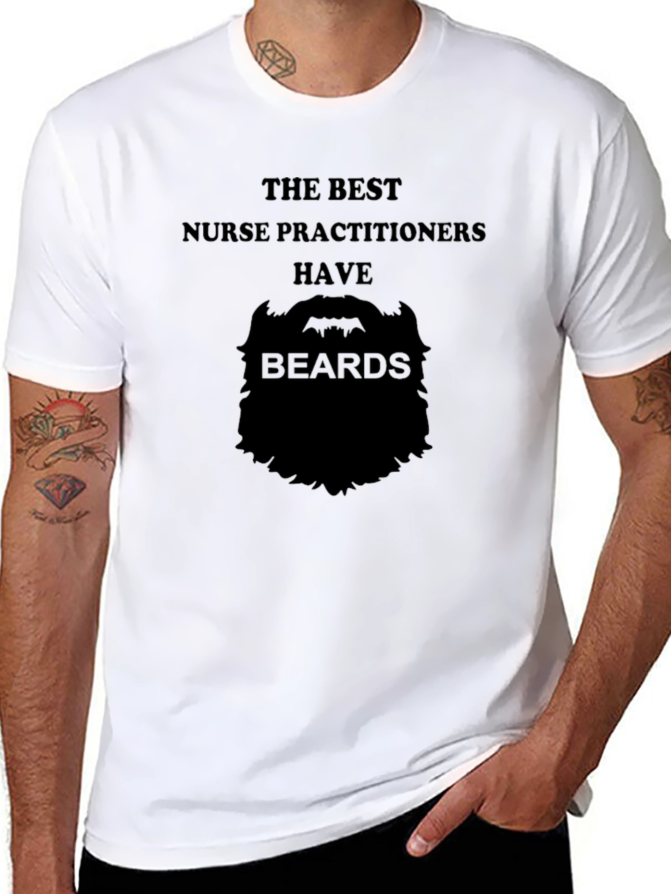 Bearded Nurse Practitioner T-Shirt - Black