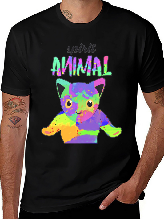 Spirit Animal Watercolor Cat T-Shirt - Unique Graphic Tee