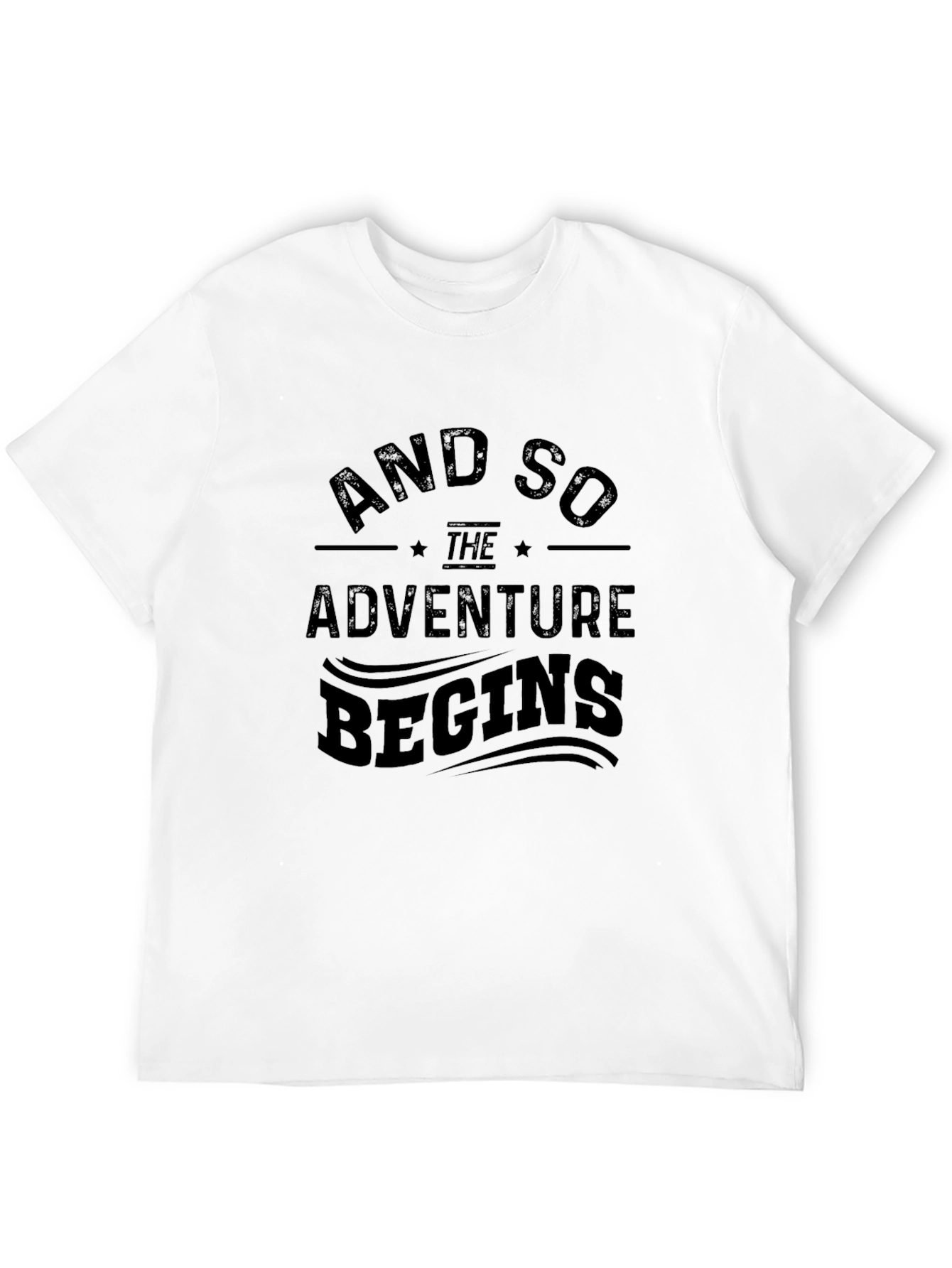 Adventure Begins Black Graphic T-Shirt