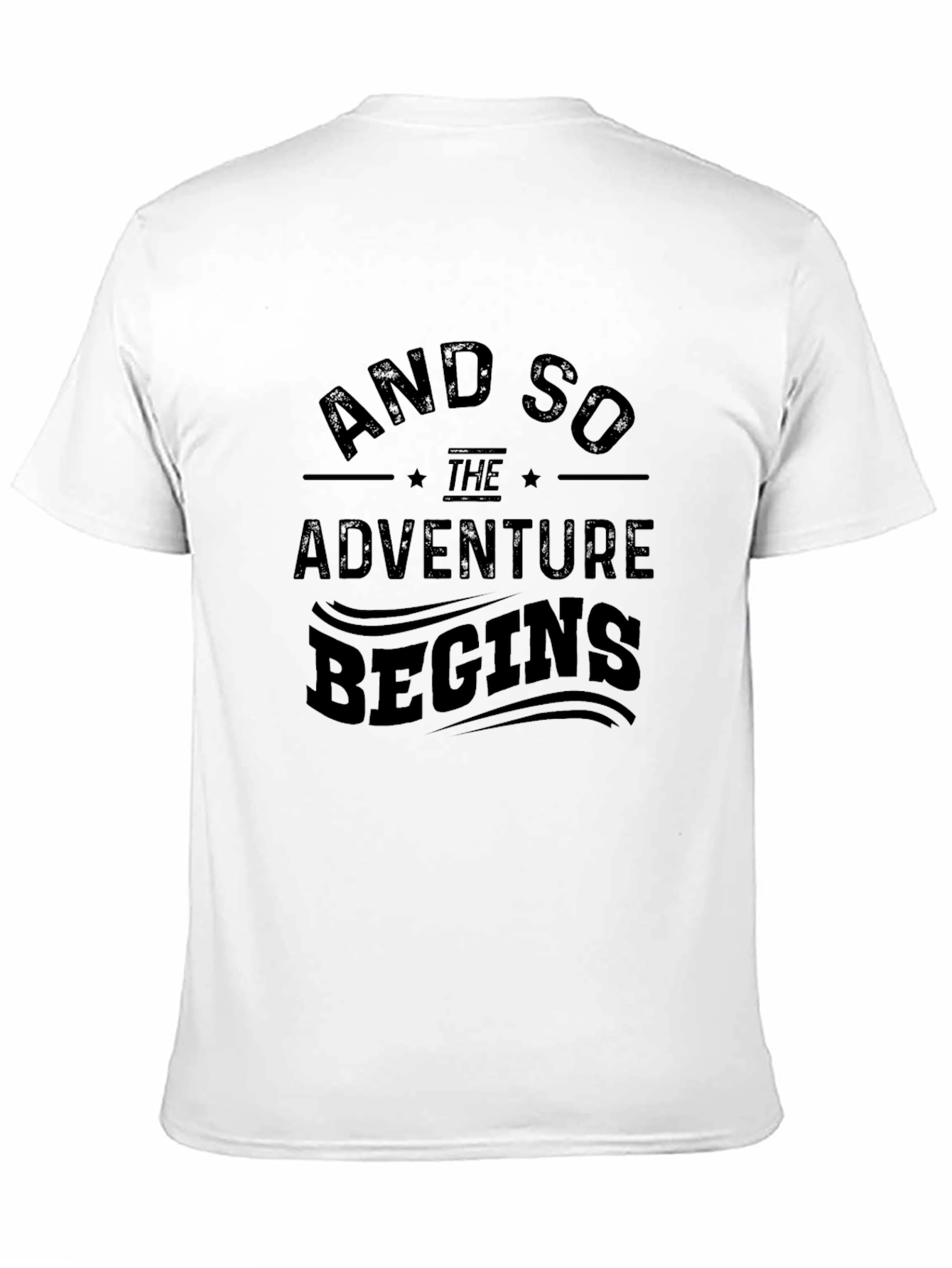 Adventure Begins Black Graphic T-Shirt