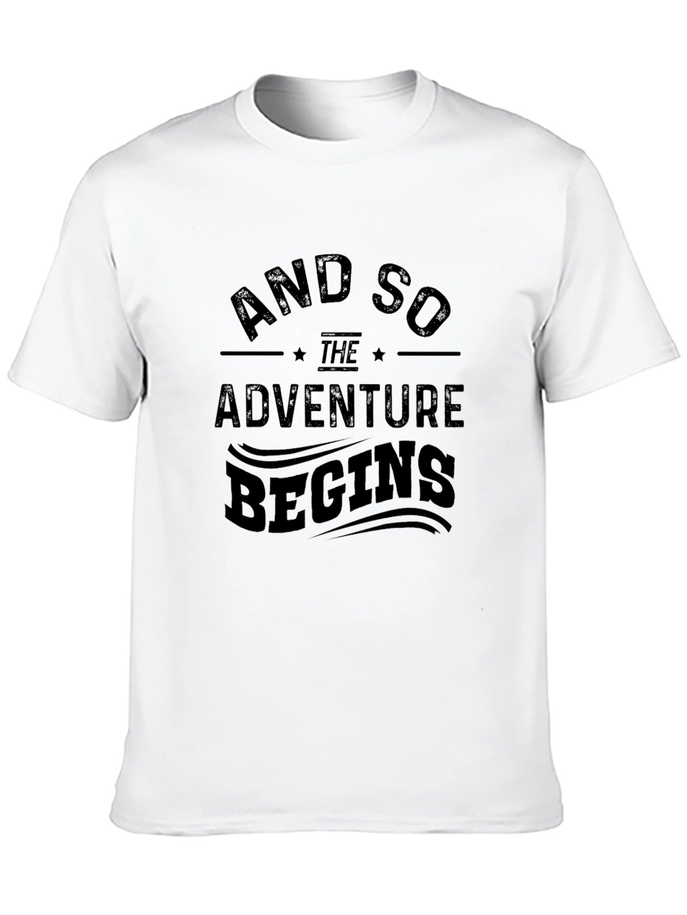 Adventure Begins Black Graphic T-Shirt