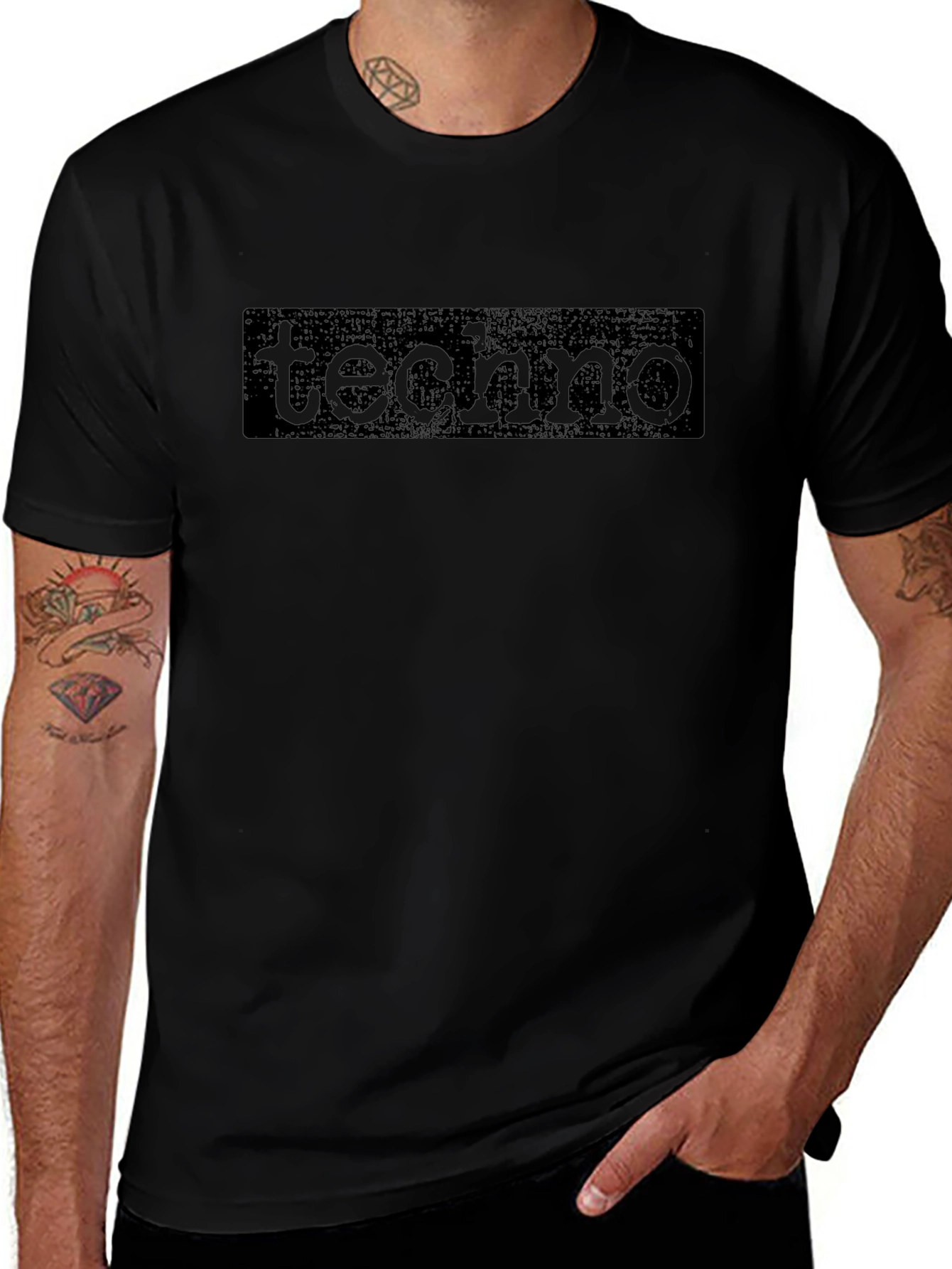 Techno Graphic Tee - Black Cotton Comfort