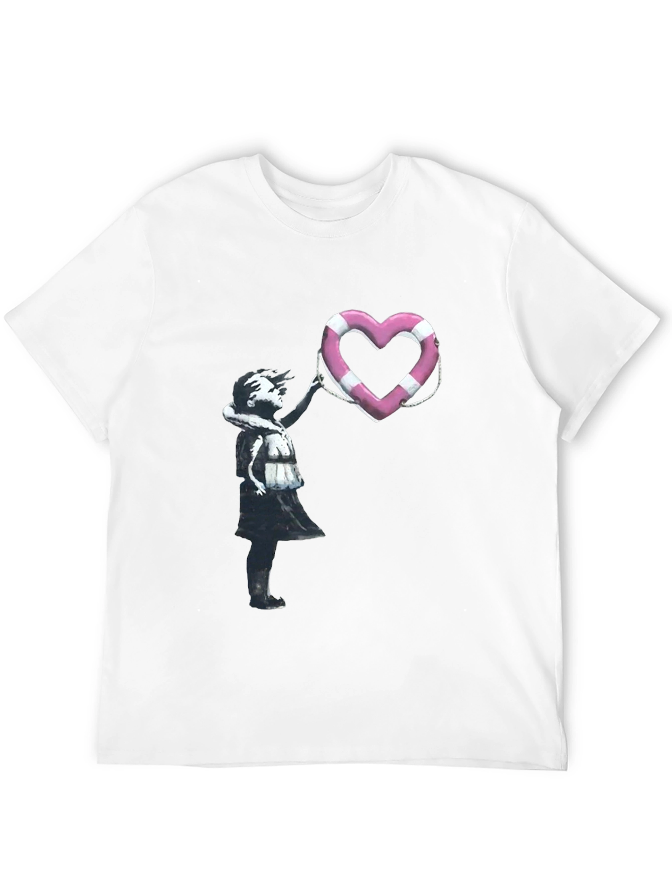 Banksy Girl with Heart Life Preserver T-Shirt