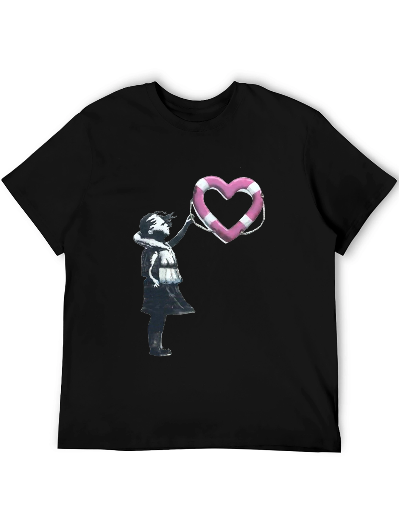 Banksy Girl with Heart Life Preserver T-Shirt