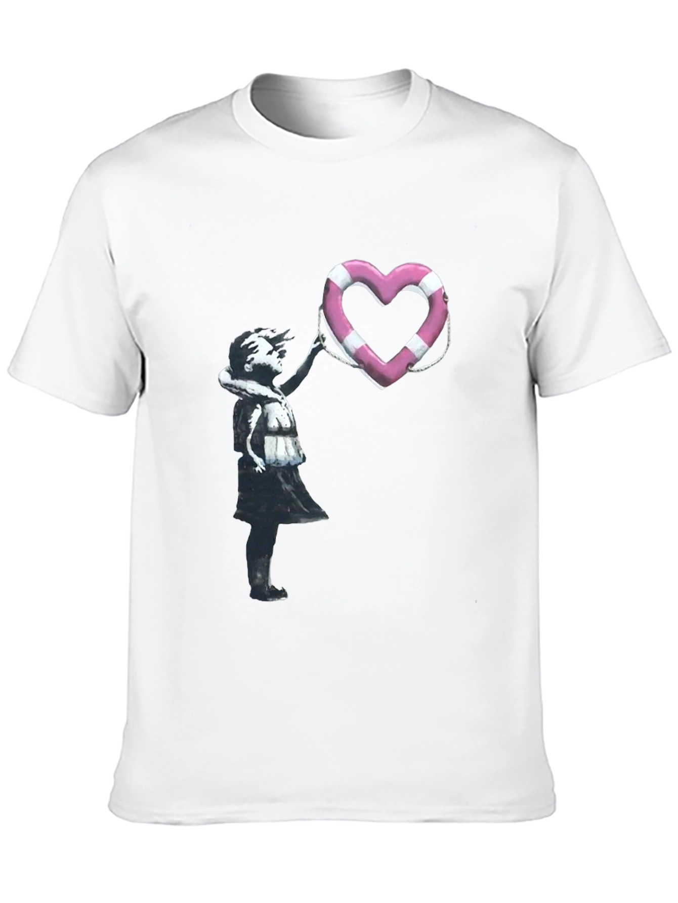 Banksy Girl with Heart Life Preserver T-Shirt