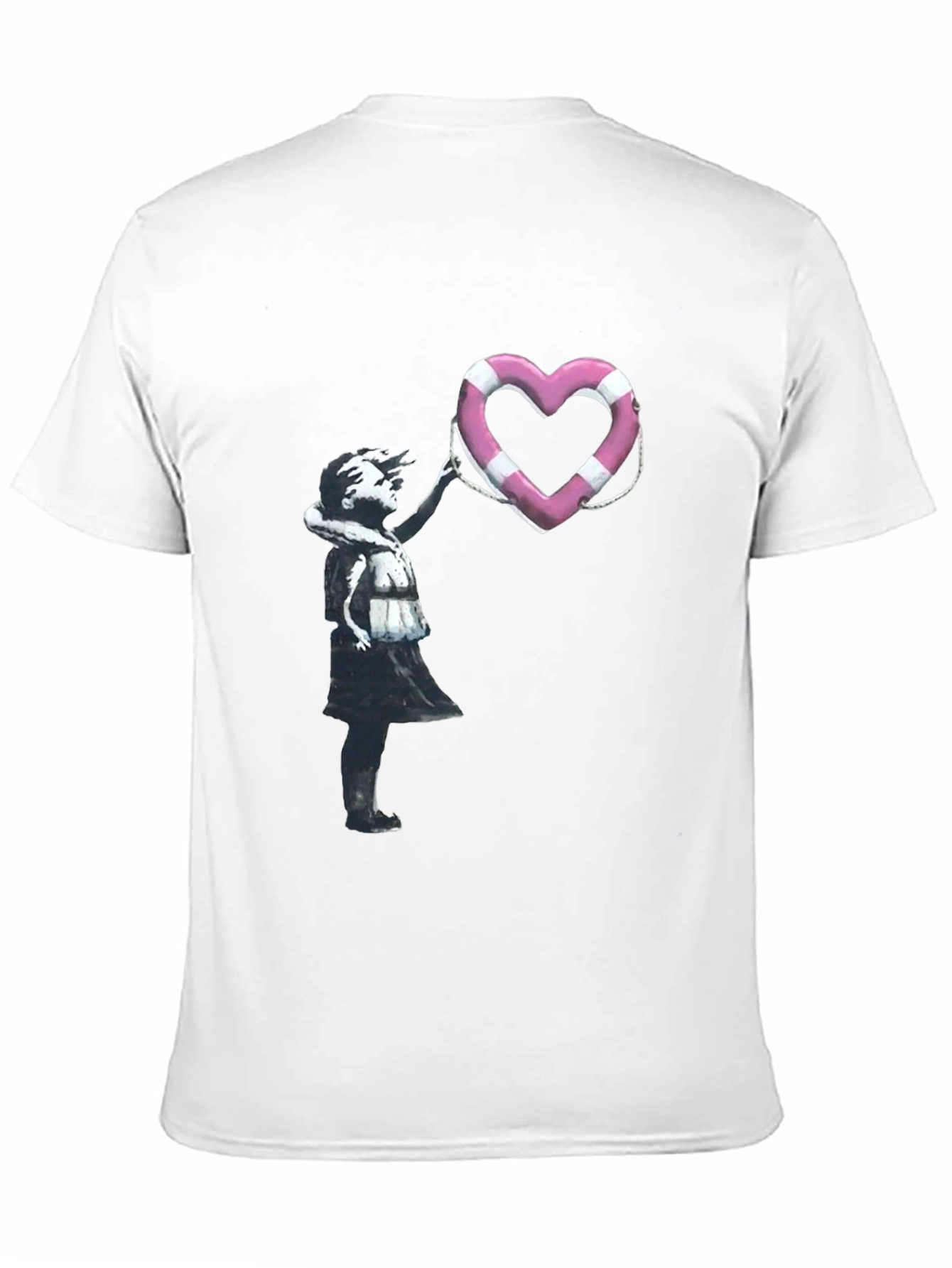Banksy Girl with Heart Life Preserver T-Shirt