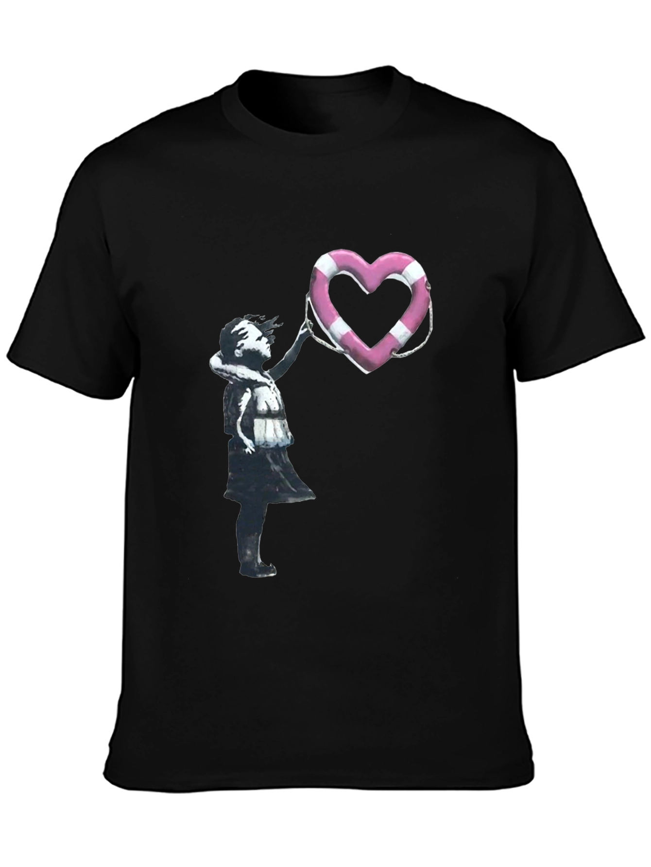 Banksy Girl with Heart Life Preserver T-Shirt