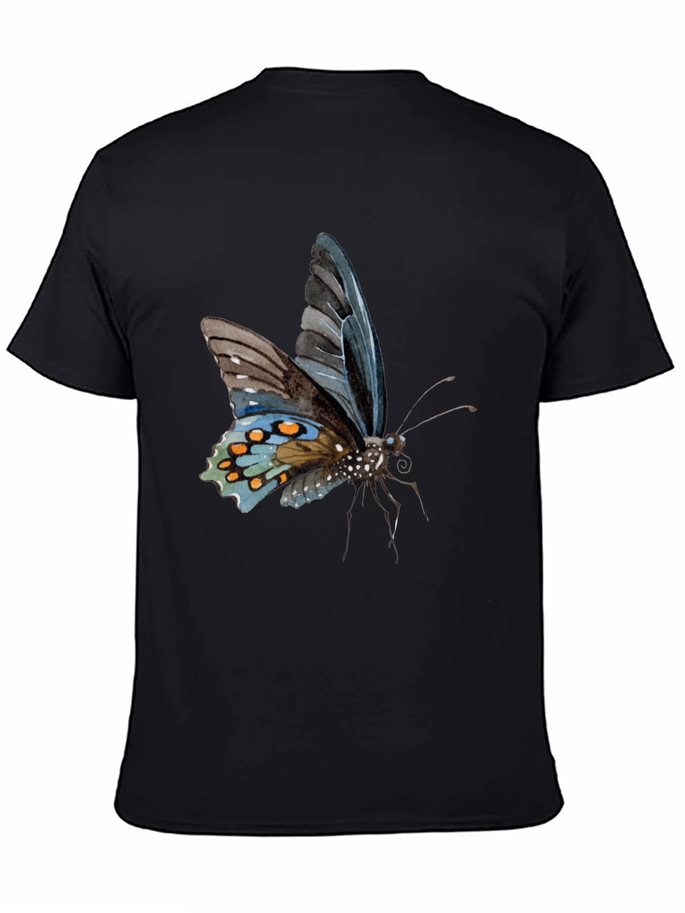 Butterfly Print Black T-Shirt