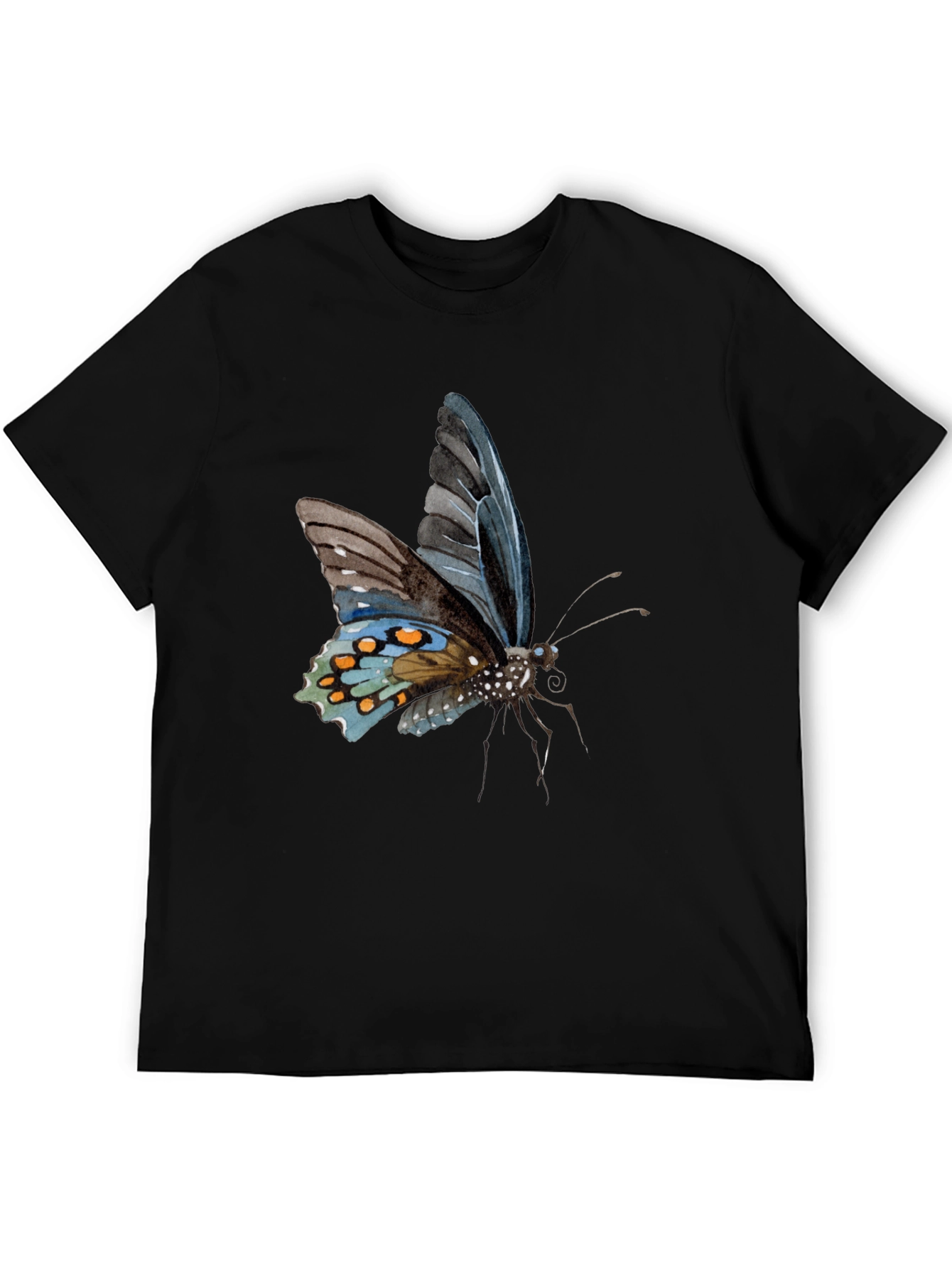 Butterfly Print Black T-Shirt