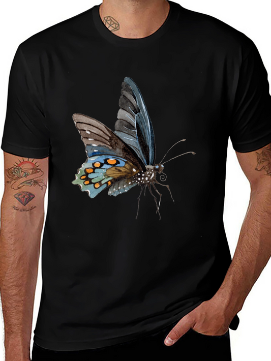 Butterfly Print Black T-Shirt