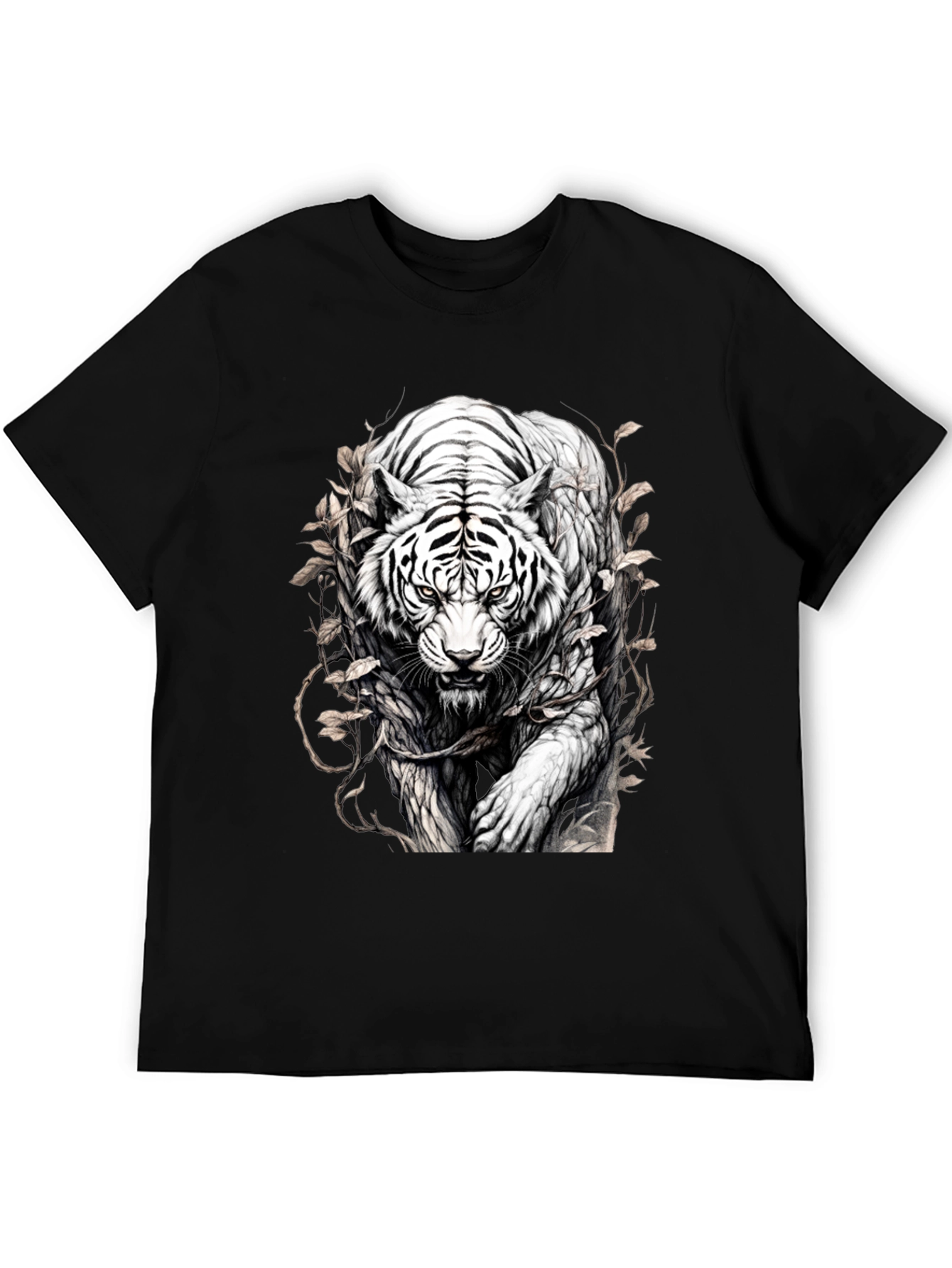 Tiger Graphic Print Black T-Shirt