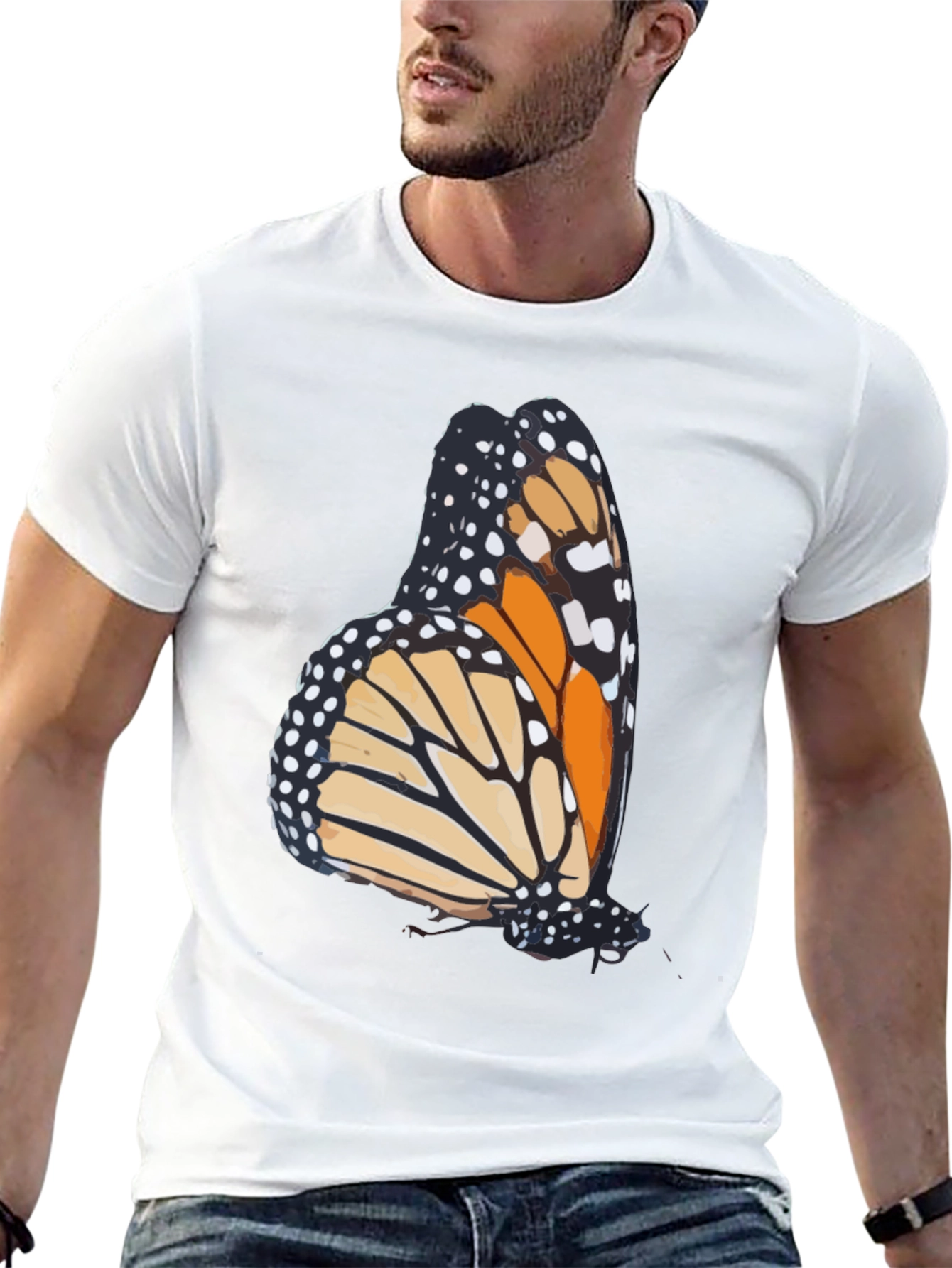 Butterfly Graphic Tee - Stylish Mens Black T-Shirt
