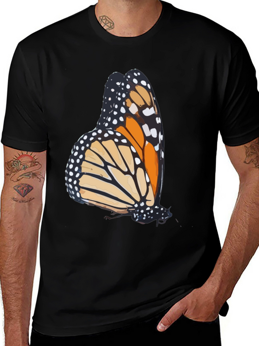 Butterfly Graphic Tee - Stylish Mens Black T-Shirt