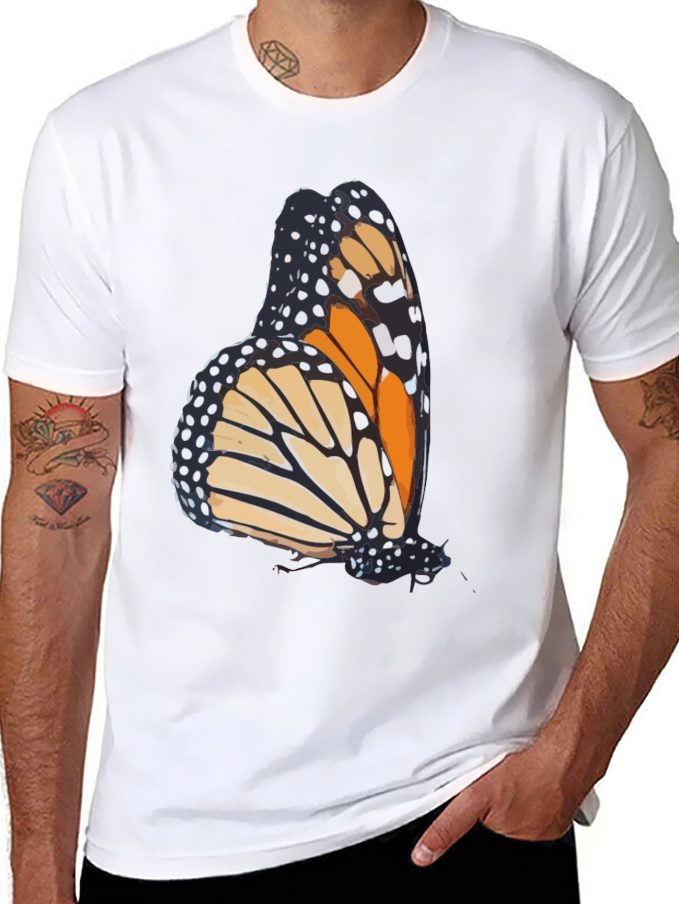Butterfly Graphic Tee - Stylish Mens Black T-Shirt