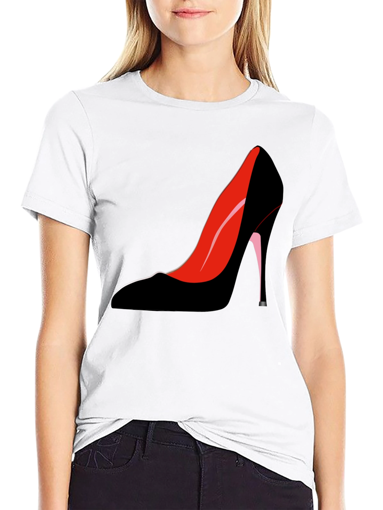 Stylish Heel Graphic Tee - Black