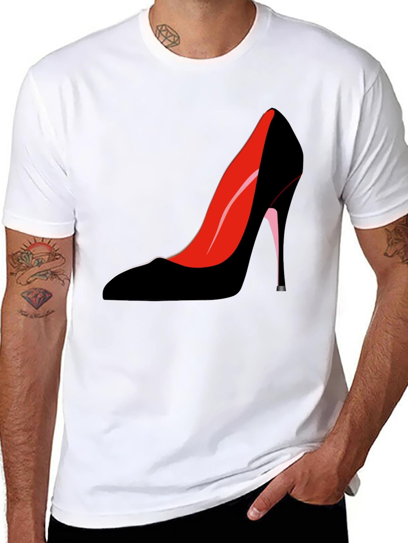 Stylish Heel Graphic Tee - Black