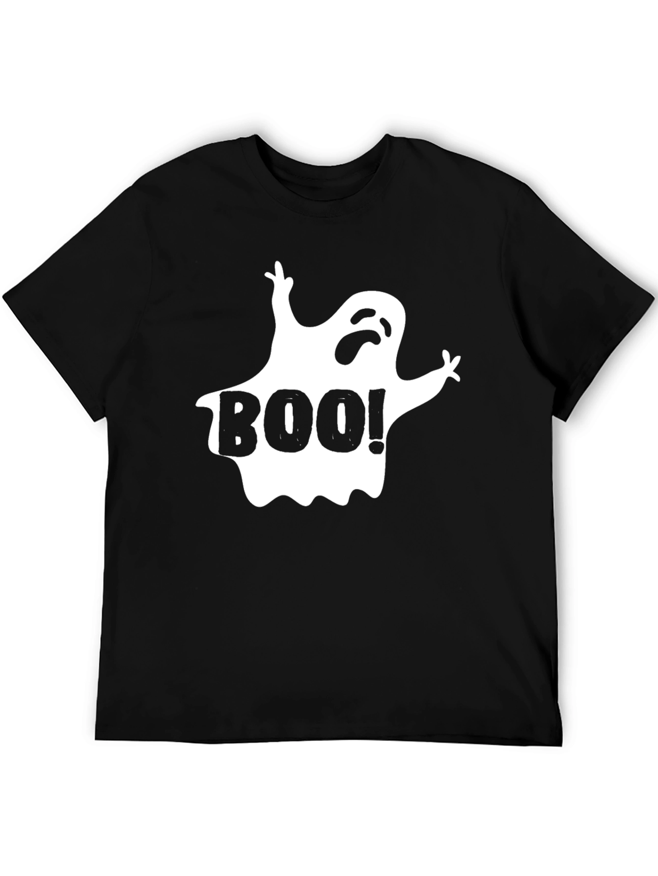 Boo! Halloween Ghost Graphic T-Shirt - Black