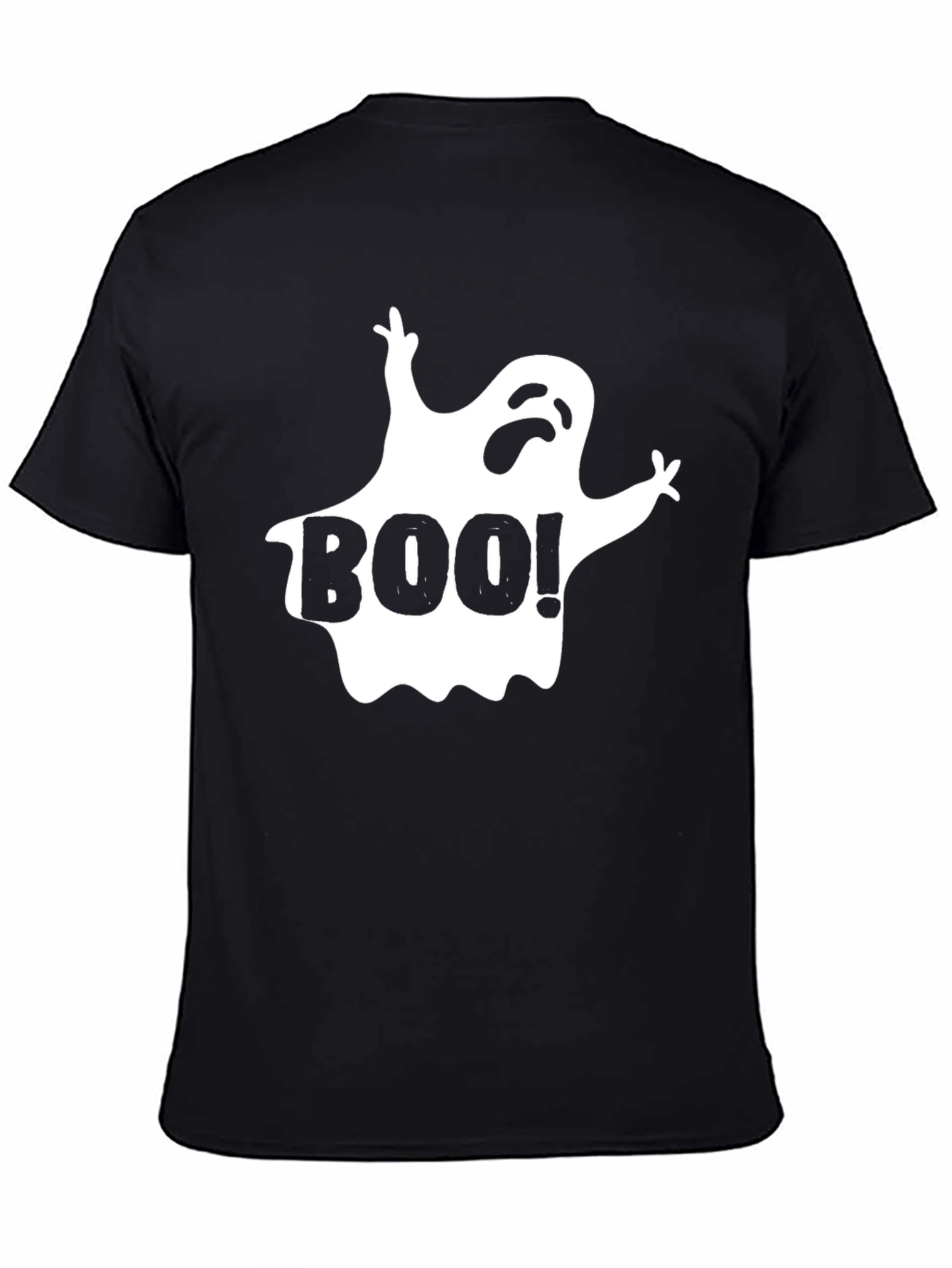 Boo! Halloween Ghost Graphic T-Shirt - Black