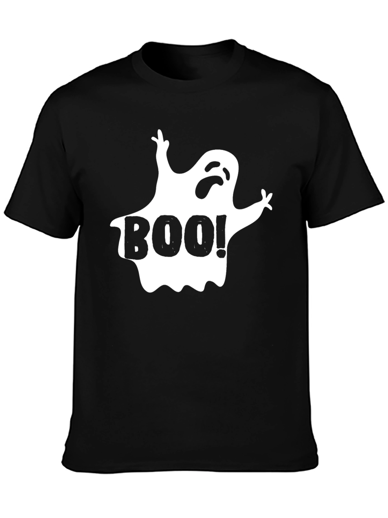 Boo! Halloween Ghost Graphic T-Shirt - Black